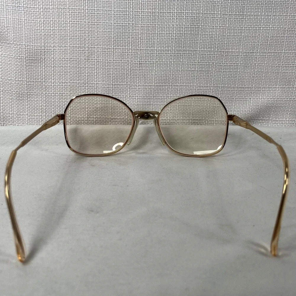 Luxottica Annette Eyeglasses Gold Electric Pink Square Frame Italy 53-17-130